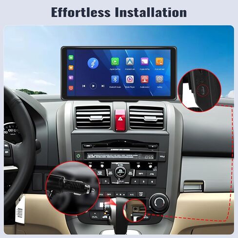 10.36 Inch Portable Car Stereo Full HD Touchscreen CarPlay Screen Support Wireless CarPlay Android Auto Bluetooth Hands-Free Backup Camera 64G Card Support Mirror Link, FM, GPS, Aux Input in Saudi Arabia