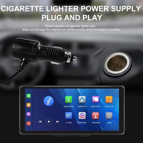 10.36 Inch Portable Car Stereo Full HD Touchscreen CarPlay Screen Support Wireless CarPlay Android Auto Bluetooth Hands-Free Backup Camera 64G Card Support Mirror Link, FM, GPS, Aux Input in Saudi Arabia