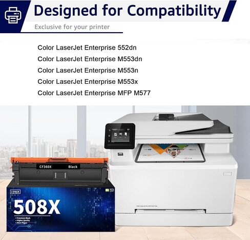 بديل حبر 508X 508A لخرطوشة الحبر HP CF360X CF361X CF362X CF363X خرطوشة حبر ملونة عالية الإنتاجية لطابعة Laserjet Enterprise M552dn 553x 553dn MFP M577 (4 عبوات، أسود سماوي أرجواني أصفر) in Saudi Arabia