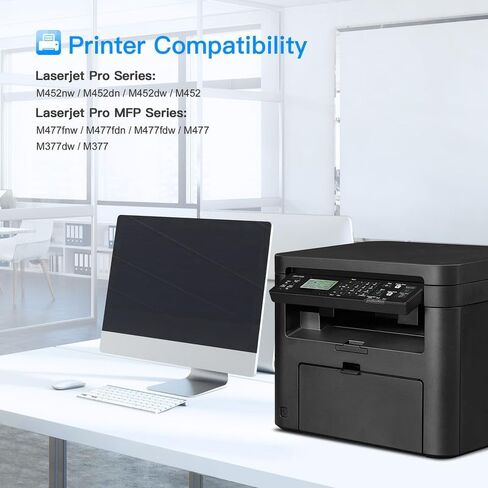 خرطوشة حبر بديلة 410A لخراطيش الحبر HP 410A 410X لاستخدامها في حبر HP Color Laserjet Pro MFP M477fnw M477fdw Toner M452dn (أسود سماوي أصفر أرجواني، 5 عبوات) in Kuwait