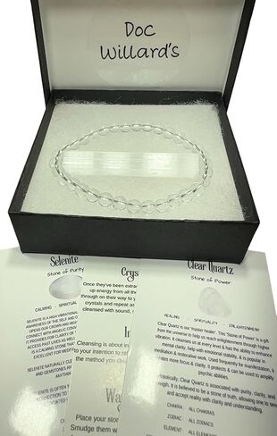 سوار كوارتز شفاف 6 مم مع سيلينيت مجاني للتنظيف، مجموعة أساور خرز كريستال كوارتز شفاف للنساء والرجال سوار كريستال مطاطي للشفاء الميتافيزيقي 7.25-7.50 بوصة in Kuwait