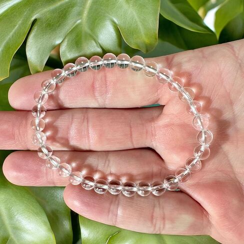 سوار كوارتز شفاف 6 مم مع سيلينيت مجاني للتنظيف، مجموعة أساور خرز كريستال كوارتز شفاف للنساء والرجال سوار كريستال مطاطي للشفاء الميتافيزيقي 7.25-7.50 بوصة in Kuwait