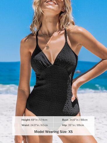 CUPSHE Women's One Piece Swimsuit Deep V Neck Crisscross Back Adjustable Straps Self Tie Bathing Suit Textured in Saudi Arabia