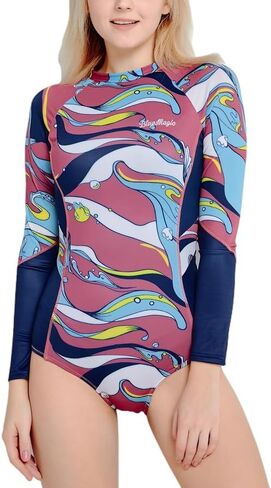 بدلة سباحة نسائية من قطعة واحدة بأكمام طويلة من BLUE MAGIC، بدلة سباحة للنساء، بدلة استحمام للنساء، بدلة سباحة بعامل حماية من الأشعة فوق البنفسجية 50+ in Kuwait