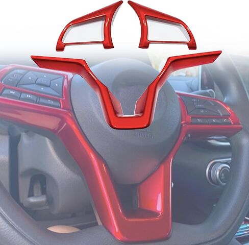 Red ABS Style Steering Wheel Sticker Cover Sequins Frame Trim Compatible with Nissan Rogue Altima Sentra Kicks Leaf Versa Interior Accessories (Red) in Saudi Arabia