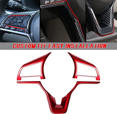 Red ABS Style Steering Wheel Sticker Cover Sequins Frame Trim Compatible with Nissan Rogue Altima Sentra Kicks Leaf Versa Interior Accessories (Red) in Saudi Arabia