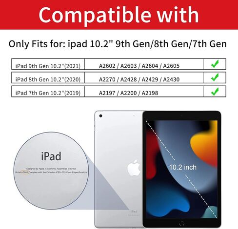 Case Compatible with iPad 9th Generation 2021, Auto Wake&Sleep Translucent Frosted PC Back Case for iPad 9th generation/iPad 8th Generation (2020)/7th Generation (2019), Lightweight, Red in Saudi Arabia