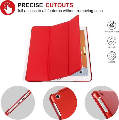 Case Compatible with iPad 9th Generation 2021, Auto Wake&Sleep Translucent Frosted PC Back Case for iPad 9th generation/iPad 8th Generation (2020)/7th Generation (2019), Lightweight, Red in Saudi Arabia
