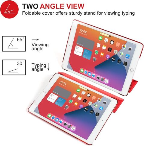 Case Compatible with iPad 9th Generation 2021, Auto Wake&Sleep Translucent Frosted PC Back Case for iPad 9th generation/iPad 8th Generation (2020)/7th Generation (2019), Lightweight, Red in Saudi Arabia