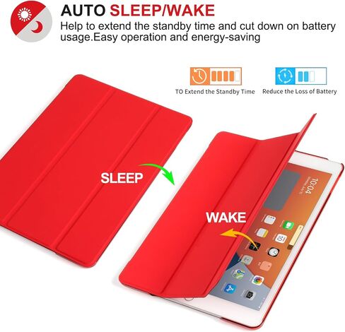 Case Compatible with iPad 9th Generation 2021, Auto Wake&Sleep Translucent Frosted PC Back Case for iPad 9th generation/iPad 8th Generation (2020)/7th Generation (2019), Lightweight, Red in Saudi Arabia