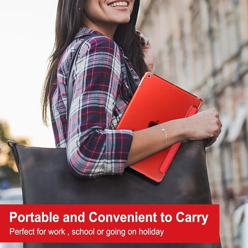 Case Compatible with iPad 9th Generation 2021, Auto Wake&Sleep Translucent Frosted PC Back Case for iPad 9th generation/iPad 8th Generation (2020)/7th Generation (2019), Lightweight, Red in Saudi Arabia