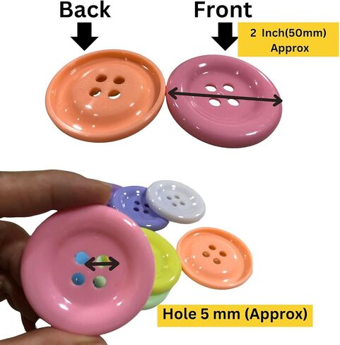 2 inch (50 mm) Large Button Pastel Color Craft Flatback Button 4 Holes Assort Color 10 Pcs for Crafts Making, Clothes Sewing and DIY Projects, Scrapbook (Pastel Color) in Saudi Arabia