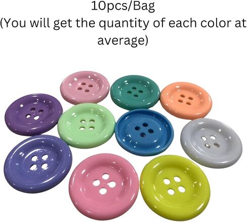 2 inch (50 mm) Large Button Pastel Color Craft Flatback Button 4 Holes Assort Color 10 Pcs for Crafts Making, Clothes Sewing and DIY Projects, Scrapbook (Pastel Color) in Saudi Arabia