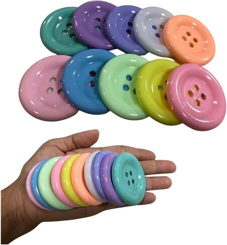 2 inch (50 mm) Large Button Pastel Color Craft Flatback Button 4 Holes Assort Color 10 Pcs for Crafts Making, Clothes Sewing and DIY Projects, Scrapbook (Pastel Color) in Saudi Arabia