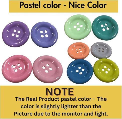 2 inch (50 mm) Large Button Pastel Color Craft Flatback Button 4 Holes Assort Color 10 Pcs for Crafts Making, Clothes Sewing and DIY Projects, Scrapbook (Pastel Color) in Saudi Arabia