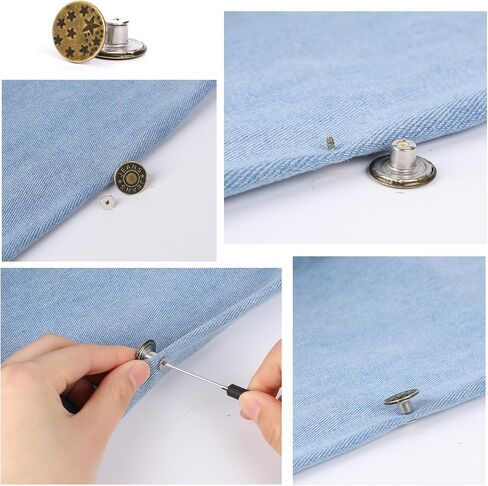 50 Pcs Buttons for Pants No Sew Buttons Replacement Jeans Buttons Metal for Loose Jeans Removable Instant Metal Buttons Instant Adjustable Metal Snap Denim Buttons Replacement Kit for Pants Jeans in Saudi Arabia