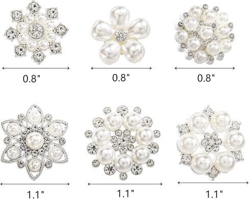 Frcctre 30 Pack Pearl Rhinestone Buttons, 6 Styles Embellishments Button Faux Pearl Button, Flat Back Flower Crystal Buttons for DIY Craft Jewelry Making Wedding Bridal Bouquet Party Home Decoration in Saudi Arabia