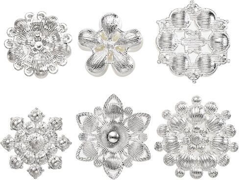 Frcctre 30 Pack Pearl Rhinestone Buttons, 6 Styles Embellishments Button Faux Pearl Button, Flat Back Flower Crystal Buttons for DIY Craft Jewelry Making Wedding Bridal Bouquet Party Home Decoration in Saudi Arabia