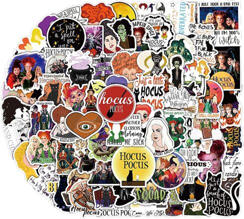 100 Pcs Hocus Pocus Laptop Sticker Waterproof Vinyl Stickers Car Sticker Motorcycle Bicycle Luggage Decal Graffiti Patches Skateboard Water Bottle Sticker in Saudi Arabia