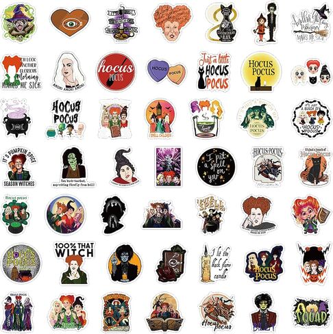 100 Pcs Hocus Pocus Laptop Sticker Waterproof Vinyl Stickers Car Sticker Motorcycle Bicycle Luggage Decal Graffiti Patches Skateboard Water Bottle Sticker in Saudi Arabia
