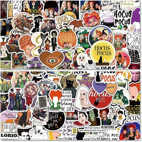 100 Pcs Hocus Pocus Laptop Sticker Waterproof Vinyl Stickers Car Sticker Motorcycle Bicycle Luggage Decal Graffiti Patches Skateboard Water Bottle Sticker in Saudi Arabia