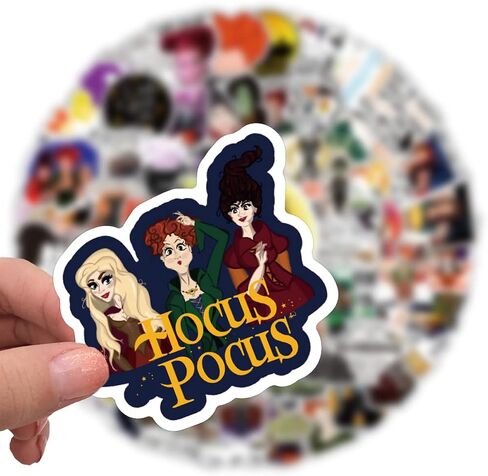 100 Pcs Hocus Pocus Laptop Sticker Waterproof Vinyl Stickers Car Sticker Motorcycle Bicycle Luggage Decal Graffiti Patches Skateboard Water Bottle Sticker in Saudi Arabia