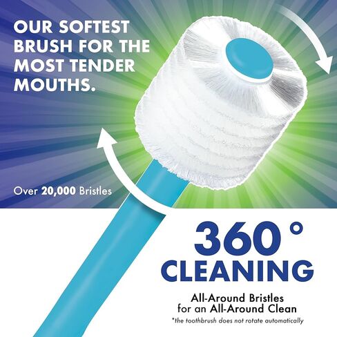 فرشاة أسنان مستديرة رائعة متخصصة للبالغين للأفواه الحساسة لدعم العلاج الكيميائي واحتياجات العناية بالفم الحسية الأخرى مع شعيرات فائقة النعومة، توت العليق، عبوة واحدة in Kuwait
