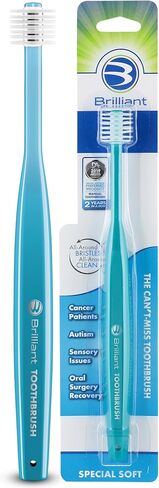 فرشاة أسنان مستديرة رائعة متخصصة للبالغين للأفواه الحساسة لدعم العلاج الكيميائي واحتياجات العناية بالفم الحسية الأخرى مع شعيرات فائقة النعومة، توت العليق، عبوة واحدة in Kuwait