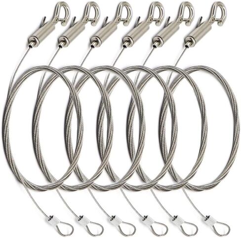 BOOHAO 6 قطع سلك تعليق للصور قابل للتعديل سلك من الفولاذ المقاوم للصدأ قابل للتعديل مع حلقة وخطاف حبل شماعات إطار عالي التحمل لأجهزة مصباح ضوء المرآة (20 بوصة) in Kuwait