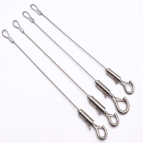 BOOHAO 6 قطع سلك تعليق للصور قابل للتعديل سلك من الفولاذ المقاوم للصدأ قابل للتعديل مع حلقة وخطاف حبل شماعات إطار عالي التحمل لأجهزة مصباح ضوء المرآة (20 بوصة) in Kuwait