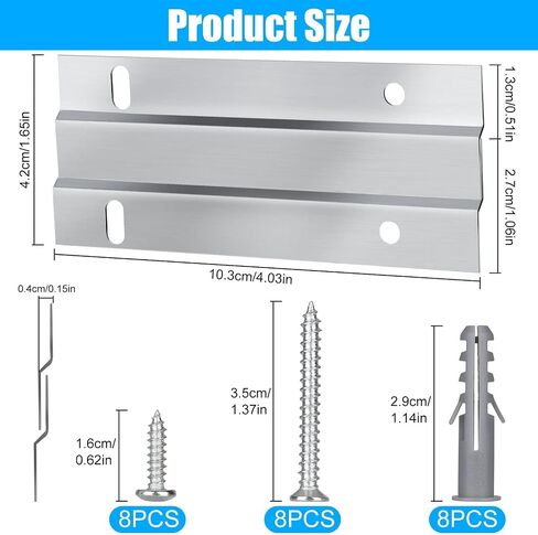 SUNJOYCO 4" French Cleat Picture Hanger, 2 Pairs Aluminum Z Bar Clips, Interlocking Wall Mounting Bracket Hardware Kit for Hanging Wall Painting, Mirror, Panels, Artwork, Whiteboard, Headboard in Saudi Arabia