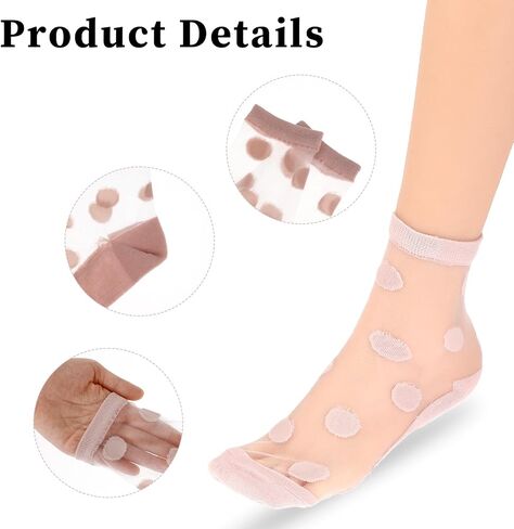 6 Pairs Sheer Socks Elastic Tulle Socks Mesh Socks Through Nylon Socks Polka Dot Socks Lace Nylon Socks Breathable Crew Socks Thin Socks Colorful Clear Nylon Socks for Women in Saudi Arabia