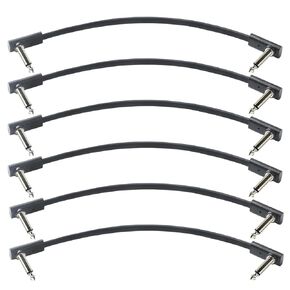 Flat Patch Cables for Guitar Effect Pedal 6 Inch Save Space Clear Sound 1/4" TS Right Angle 6 Packs