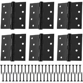 6 Pcs 4'' Ball Bearing Door Hinges Stainless Steel Heavy Duty Hinges 4 x 4 Inch Exterior Door Hinges with Square Corners for Exterior and Interior Doors(Silver)