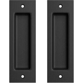 SMARTSTANDARD 2 Pack Flush Pull 6 1/2" Matte Black Inset Handle, Recessed Finger Pull for Sliding Barn Door, Closet, Pocket Door