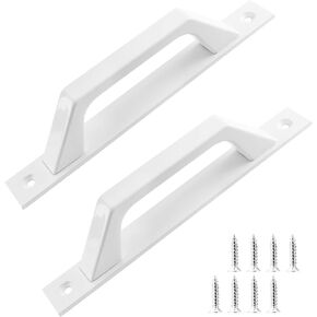 2 Pack Sliding Barn Door Handle, 7.9 Inch Gate Door Handle, Aluminium Alloy Door Pull Handle for Sliding Barn Door Gate Cabinet Closet Drawer Garage Shed, Silver White