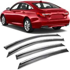 MotorFansClub 4pcs Window Visor Vent Fit for 10TH GEN 2018 2019 2020 2021 2022,Tint Trim Outside Mount Tape On/Clip On Style PVC Sun Rain Guard Door Visor