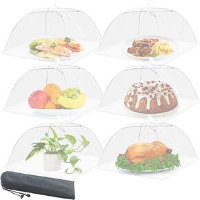 Mesh Food Covers for Outside - Upgraded 2 Extra Large 40x24 in & 8 Large 17x17 in Outdoor Party Food Cover Tent Collapsible Picnic Nets Umbrella Screen Pop Up Food Dome (White)