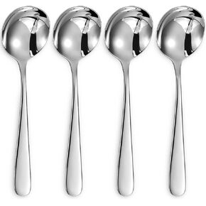 KEAWELL Premium 7" Louise Soup Spoons, 18/10 Stainless Steel, Dishwasher Safe (4)
