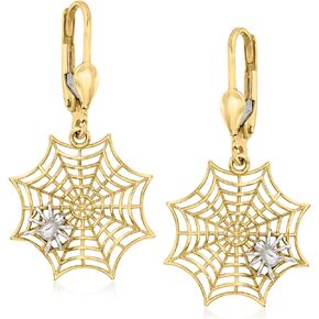 Ross-Simons 14kt 2-Tone Gold Spiderweb Drop Earrings