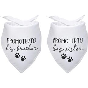 Promoted to Big Brother Sister Pet Dog Bandanas Triangle Scarf Bandanas Bibs Birthday Party Props Gender Revealing Photo Props Accessories for Pet Dog Lovers Gifts Pack of 2