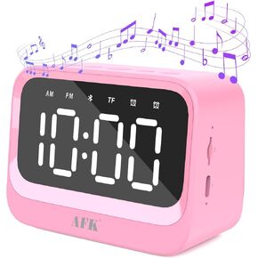 AFK Alarm Clock with Bluetooth Speaker for Bedroom,loud Digital Clock for heavy sleepers Adults, Desk Clocks with Dual Alarms,Large Number,Dimmable,Snooze for Teens Boys Girls,Black