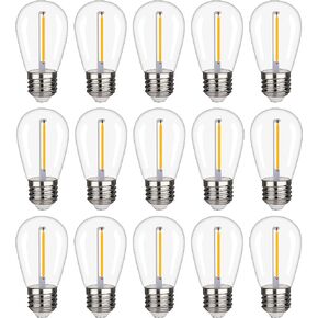 S14 Outdoor String Light Bulbs, Shatterproof Replacement Bulbs, 1W Equivalent to 10W, Waterproof 2200K Warm White Led Light Bulbs, E26 Base 25 Pack
