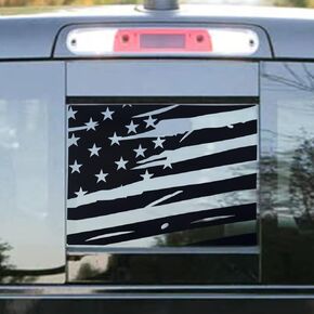 Rear Back Middle Window American USA Flag Vinyl Decal Compatible with and Fits Dodge Ram 2009-2021, Matte Black (Eagle)
