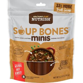 Nutrish Rachael Ray Soup Bones Minis Dog Chews with Real Chicken & Veggies, 8 Chews, 6.3 oz Pouch (Pack of 7)