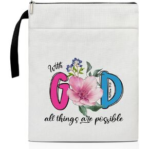 Christian Book Cover, Book Sleeve with Zipper, Bible Verse Floral Book Pouch Kindle Protector Sleeve, Book Sleeve for Book Lovers Religious Inspirational Gifts for Women Mom Wife Bookworm Bookish -20