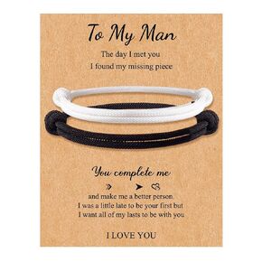 Couples Bracelets for 2 Best Friend Bracelets Matching Black and White Rope Bracelet for Couples I Love You in 100 Language Bracelet for His and Her Relationship Jewelry Gifts Couple Jewelry Gifts
