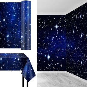 Space Galaxy Backdrop 4.5 x 100 ft Kids Stars Birthday Backdrops for Party Decorations Disposable Starry Theme Background Photo for Classroom Boy Photography Supply Decor