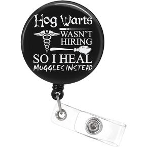 Cute Nurse Badge Reel with Alligator Clip, Retractable Badge Holders for Nursing Doctor Medical Work Office (Wizard)