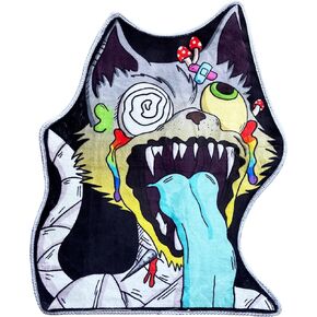 OPOLLO Funny Evil Monster Cat Bedroom Rug Home Decor Indoor Doormat Halloween Personality Shape Bath Rugs (32x26 ''), Plush Soft Absorbent